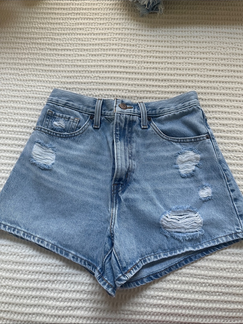 Levi's Light Blue Distressed Denim Jean Shorts